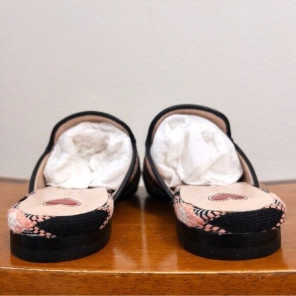 NIB Gucci Princetown Bit Logo Loafer 36 Fancy Tweed Damier Black Pink Mule Slide - Picture 11 of 14